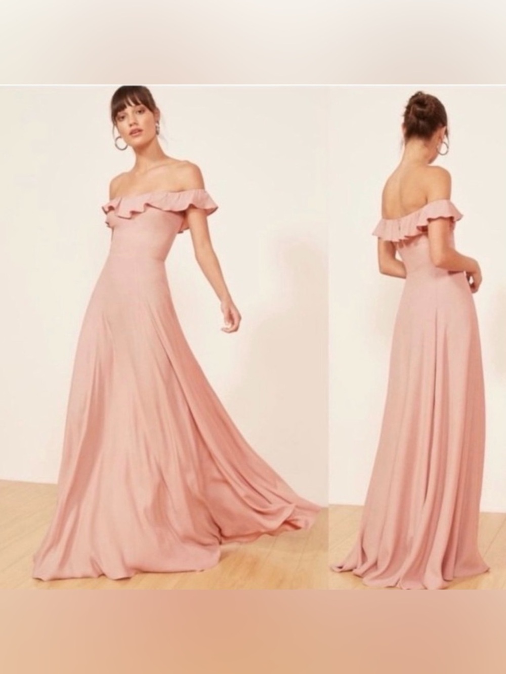Reformation Verbena Pink Ruffle Maxi Dress